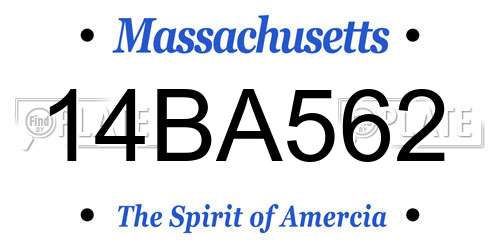 14BA562 Massachusetts License Plate