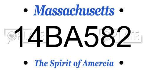14BA582 Massachusetts License Plate