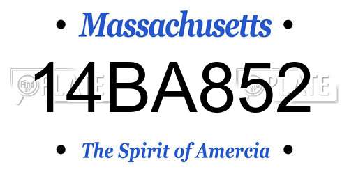 14BA852 Massachusetts License Plate