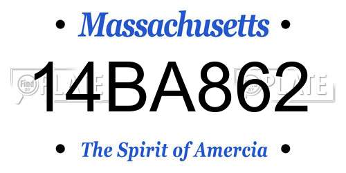 14BA862 Massachusetts License Plate