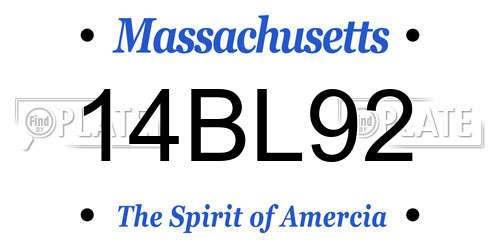 14BL92 Massachusetts License Plate