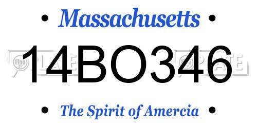 14BO346 Massachusetts License Plate