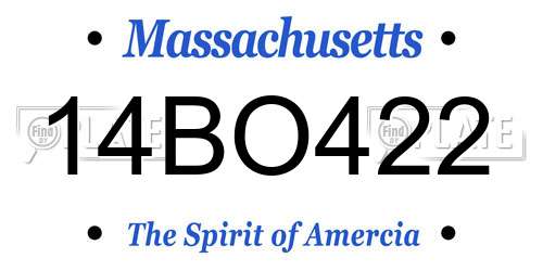 14BO422 Massachusetts License Plate
