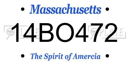 14BO472 Massachusetts License Plate