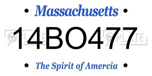 14BO477 Massachusetts License Plate