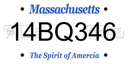 14BQ346 Massachusetts License Plate