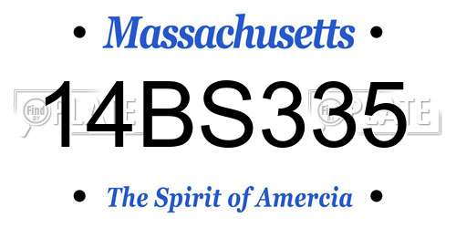 14BS335 Massachusetts License Plate