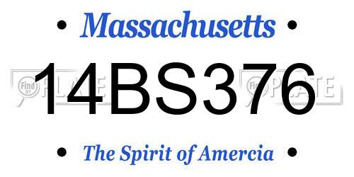 14BS376 Massachusetts License Plate