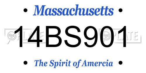 14BS901 Massachusetts License Plate