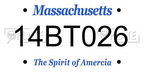 14BT026 Massachusetts License Plate