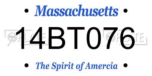 14BT076 Massachusetts License Plate