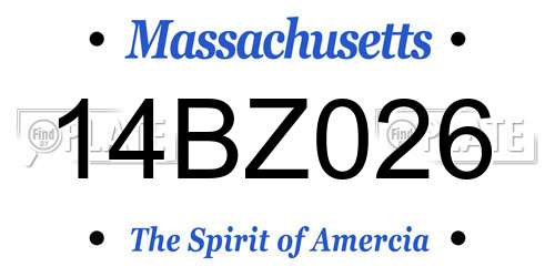 14BZ026 Massachusetts License Plate