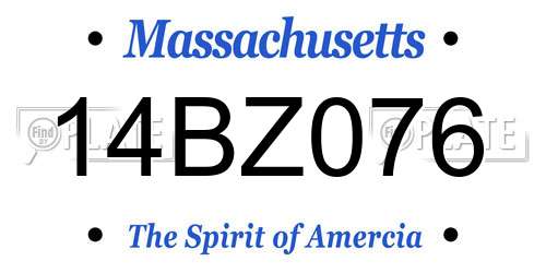 14BZ076 Massachusetts License Plate