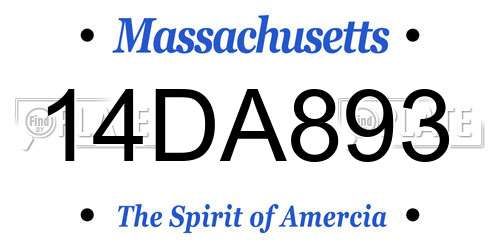 14DA893 Massachusetts License Plate