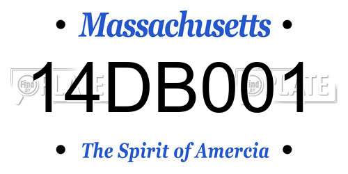 14DB001 Massachusetts License Plate