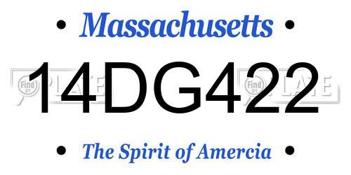 14DG422 Massachusetts License Plate