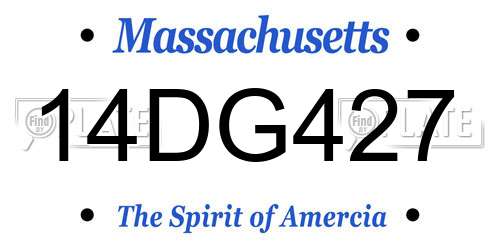 14DG427 Massachusetts License Plate