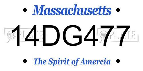 14DG477 Massachusetts License Plate