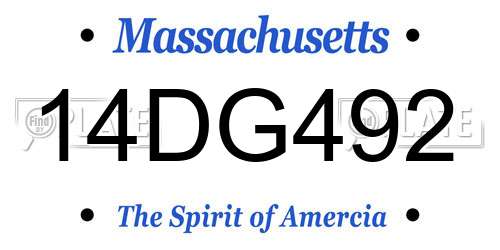14DG492 Massachusetts License Plate