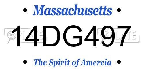 14DG497 Massachusetts License Plate