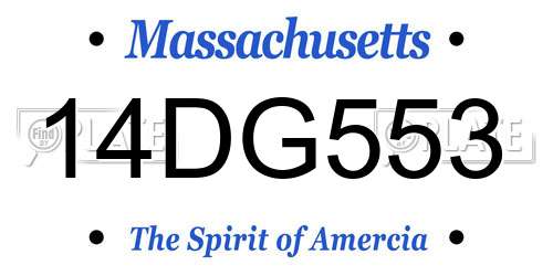 14DG553 Massachusetts License Plate