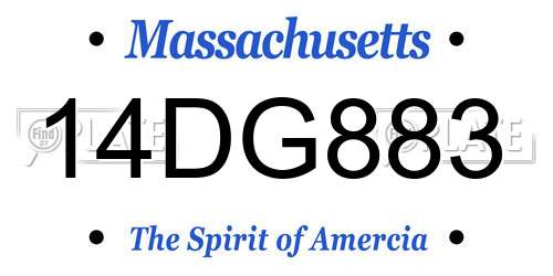14DG883 Massachusetts License Plate