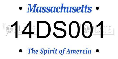14DS001 Massachusetts License Plate