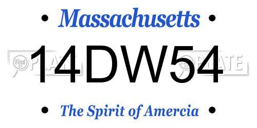 14DW54 Massachusetts License Plate