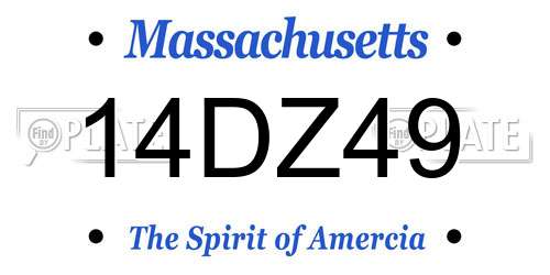 14DZ49 Massachusetts License Plate