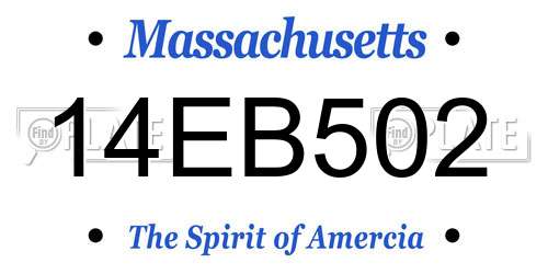 14EB502 Massachusetts License Plate