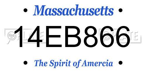 14EB866 Massachusetts License Plate