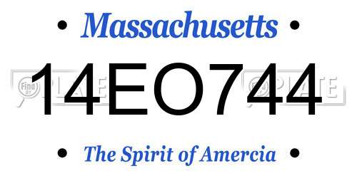 14EO744 Massachusetts License Plate