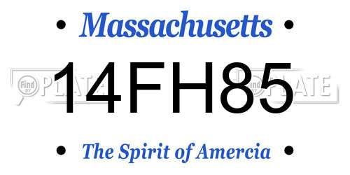 14FH85 Massachusetts License Plate