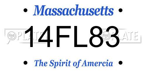 14FL83 Massachusetts License Plate