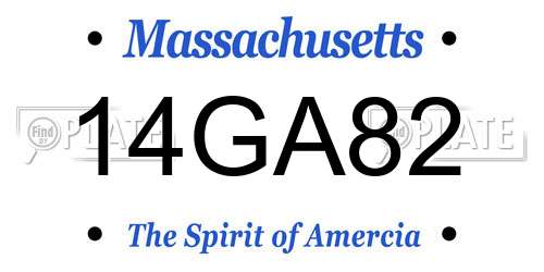 14GA82 Massachusetts License Plate