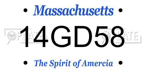 14GD58 Massachusetts License Plate