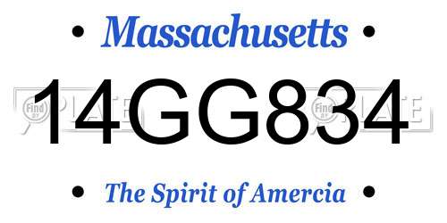 14GG834 Massachusetts License Plate