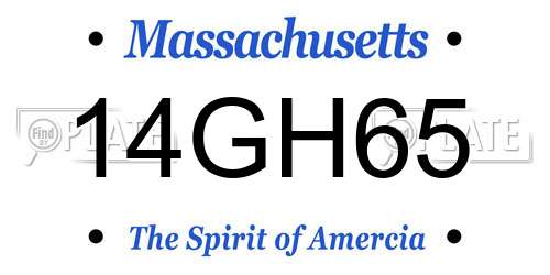 14GH65 Massachusetts License Plate