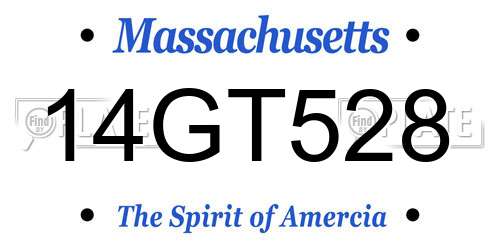 14GT528 Massachusetts License Plate