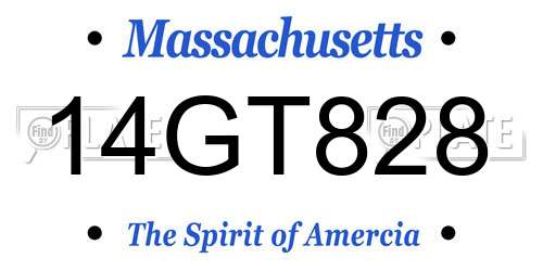 14GT828 Massachusetts License Plate