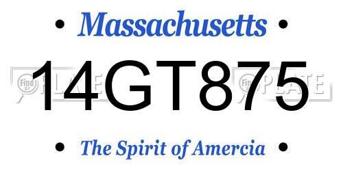 14GT875 Massachusetts License Plate