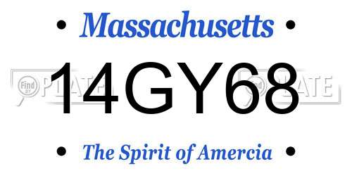 14GY68 Massachusetts License Plate