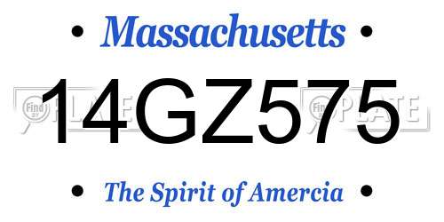 14GZ575 Massachusetts License Plate