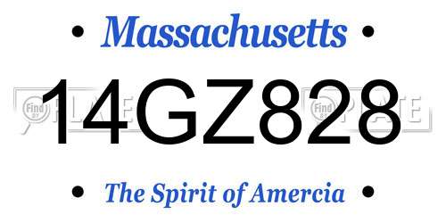 14GZ828 Massachusetts License Plate