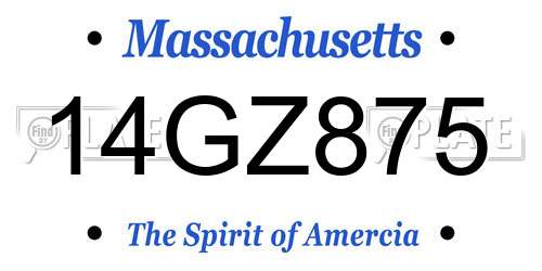 14GZ875 Massachusetts License Plate