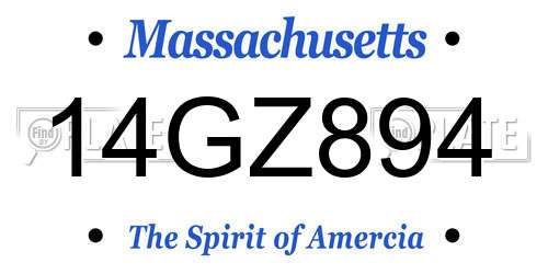 14GZ894 Massachusetts License Plate