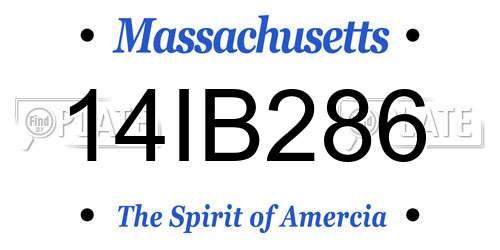 14IB286 Massachusetts License Plate