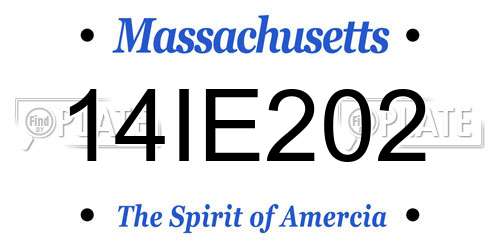 14IE202 Massachusetts License Plate