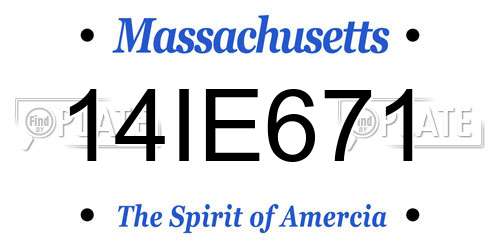 14IE671 Massachusetts License Plate