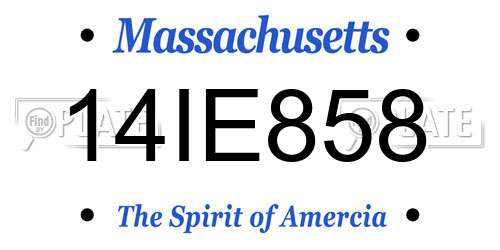 14IE858 Massachusetts License Plate